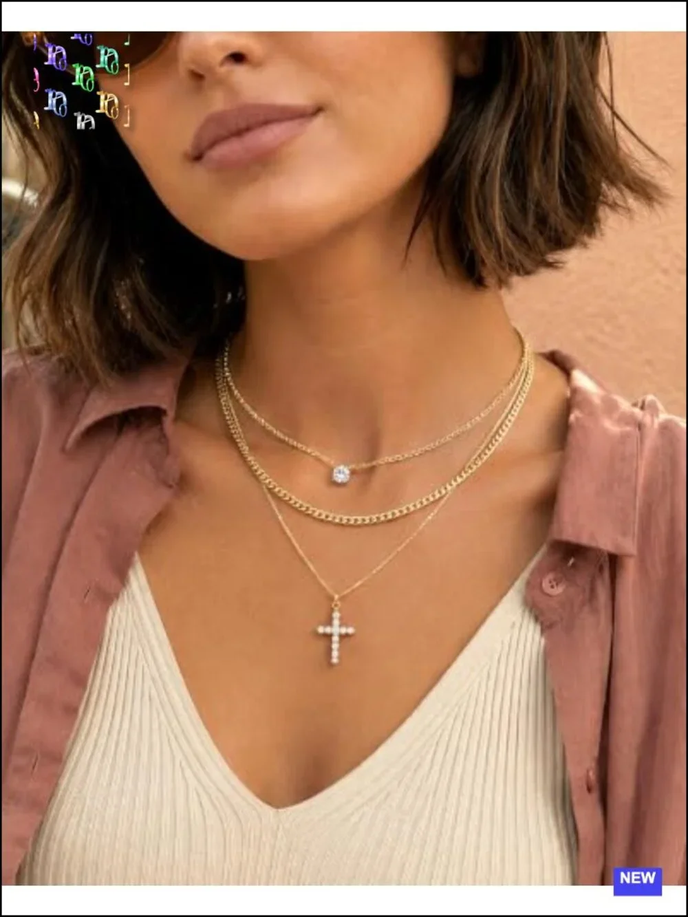 14K Gold Plated Layered Necklace Set 3 Chains Dainty Non Tarnish Gift